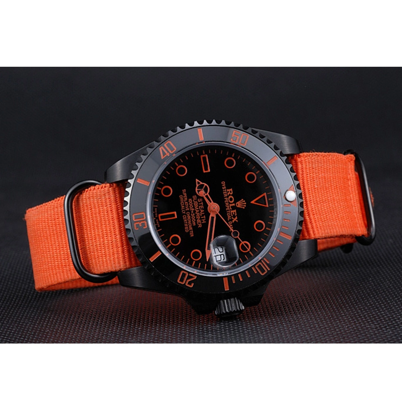 Aaa replica watch Stealth 622011 Nylon Orange Strap Submariner Rolex 0514